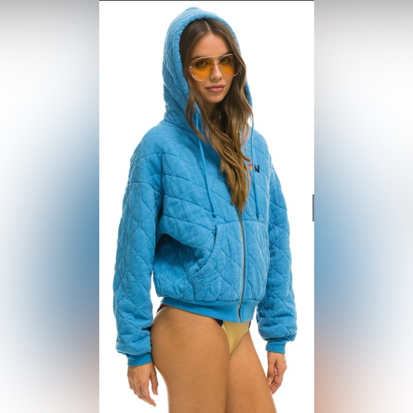Aviator Nation Relaxed Quilted Zip Hoodie- Sz Small - Picture 3 of 7